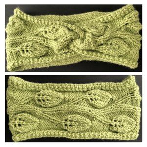 Green Leaves Twist-Front (or Back) Headband, Wool-Free
